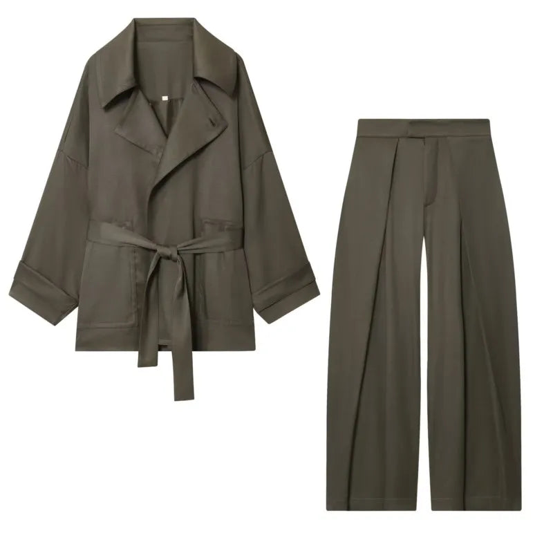 Estee Lily Trench Wide Leg Set